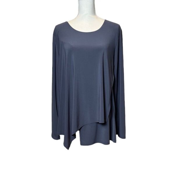 Last Tango Tunic Crossover front Layered Draped Pewter Blue Size XL - Picture 1 of 9